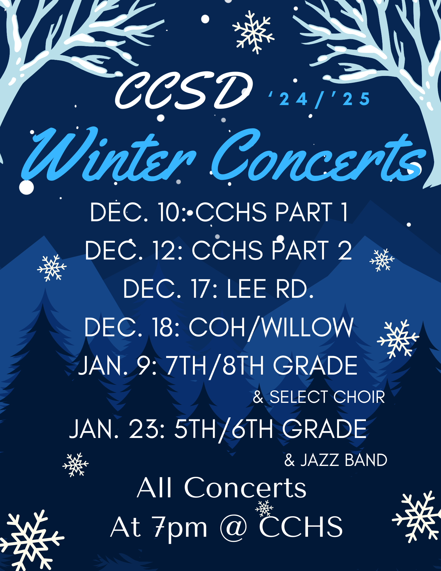 Winter Concert Schedule